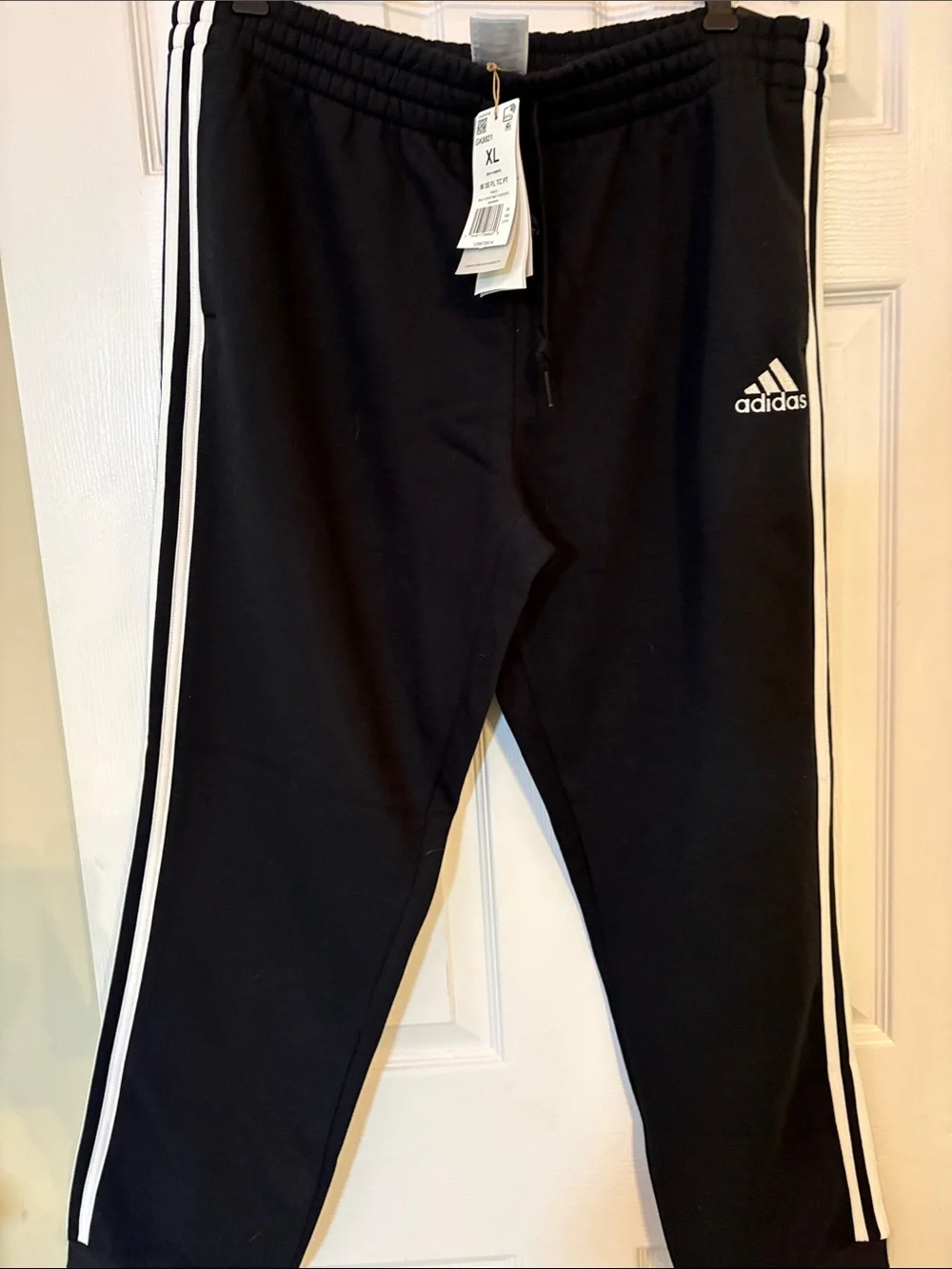 adidas Black Joggers with White Three-Stripes